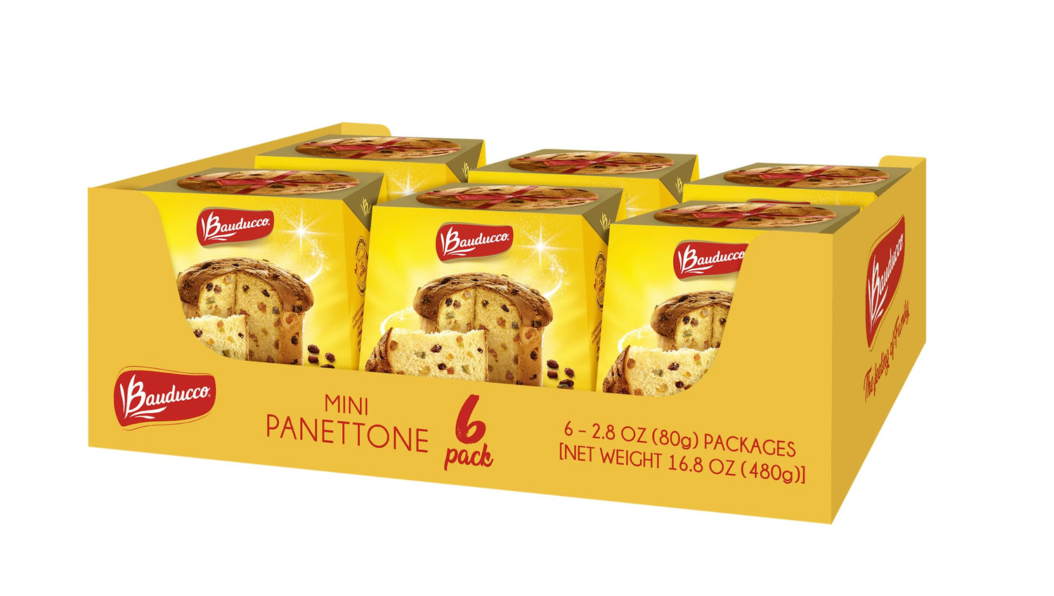 Bauducco Mini Panettone Classic, Moist &amp; Fresh, Traditional Italian Recipe, Holiday Cake, 16.8oz (Pack of 6)