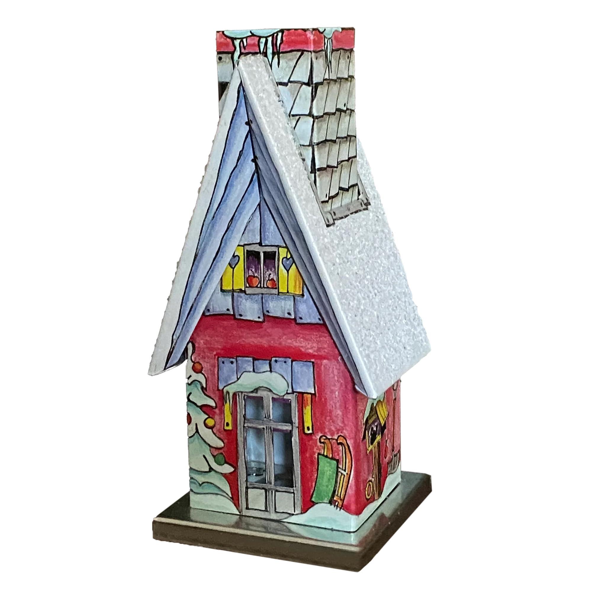 Knox Chalet House 2 x 4.5 Inch Metal Christmas Incense Smoker Figurine with Pine Incense Cones