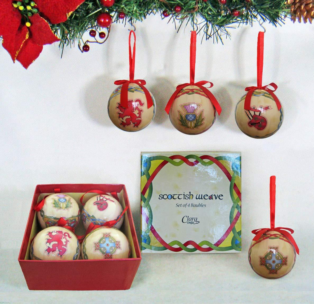 Scottish Emblem Christmas Baubles Set of 4