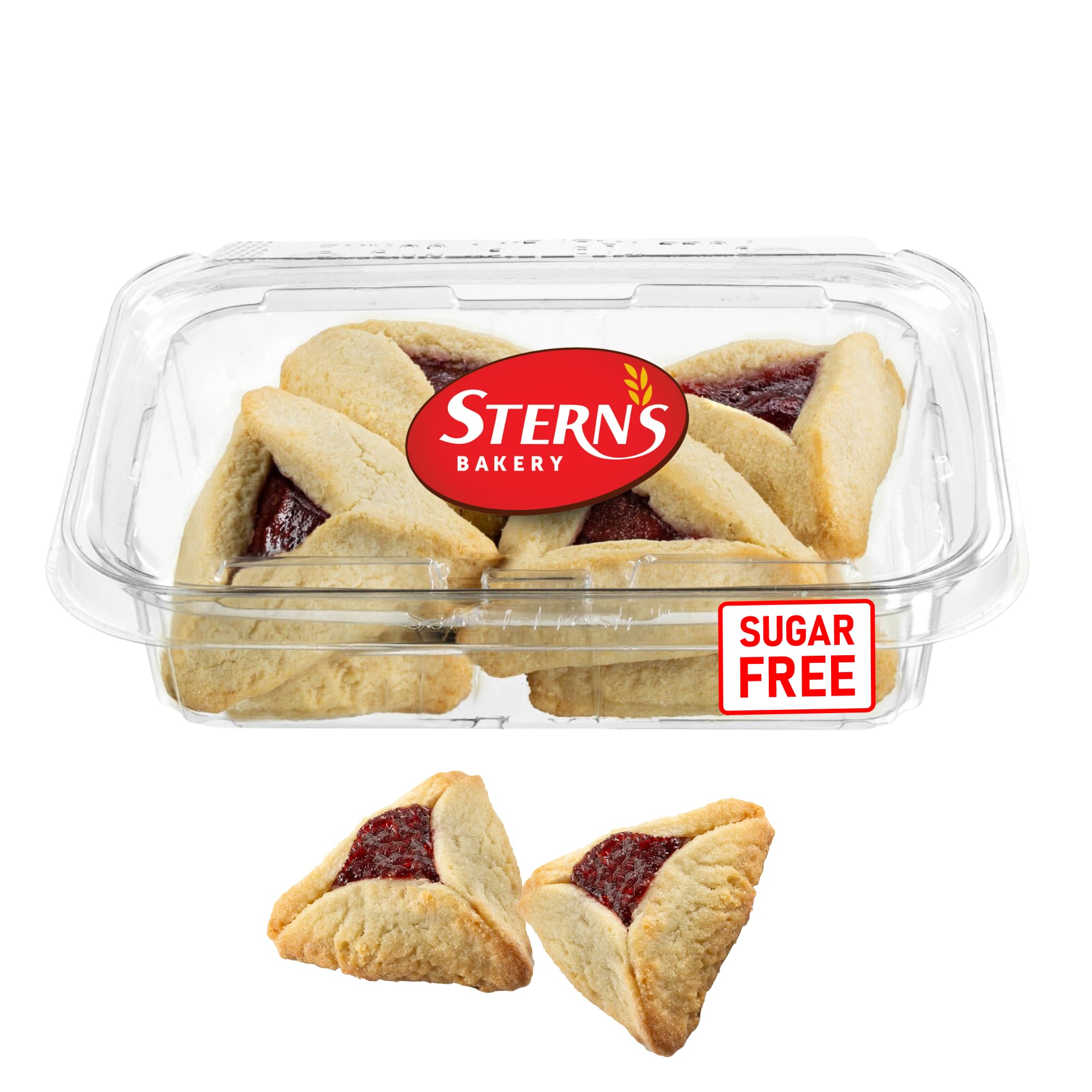 Sugar Free Strawberry Filled Hamentaschen Cookies | Diabetic Cookies for Adults | Low Cholesterol &amp; Low Sodium | Sugar Free Cookies and Snacks | 8 Gourmet Cookies Included | 7 oz Stern’s Bakery