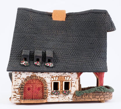 Midene Ceramic Houses Collection - Collectible Handmade Miniature of Historic Old Smithery in Rothenburg, Germany - Tea Light Candle Holder, Essential Oil Burner B230AR*