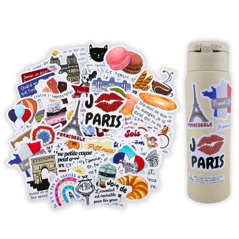 Paris Themed French Inspirational Stickers (50 stickers).
