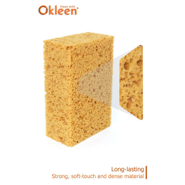 Okleen Car Wash Sponge. Made in Europe. 2 Pack. 7.9x5.1x2.8 inches. Large Sponge for Auto, Truck, Motorcycle, Bike Washing. Boat Bail Sponge.