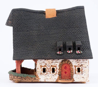 Midene Ceramic Houses Collection - Collectible Handmade Miniature of Historic Old Smithery in Rothenburg, Germany - Tea Light Candle Holder, Essential Oil Burner B230AR*