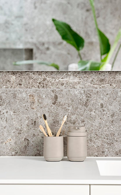 Zone Denmark Nova One Toothbrush Mug– Revitalize Your Daily Routine with Scandinavian Elegance and Practicality Unite in This Sleek and Modern Bathroom Accessory- (Concrete)