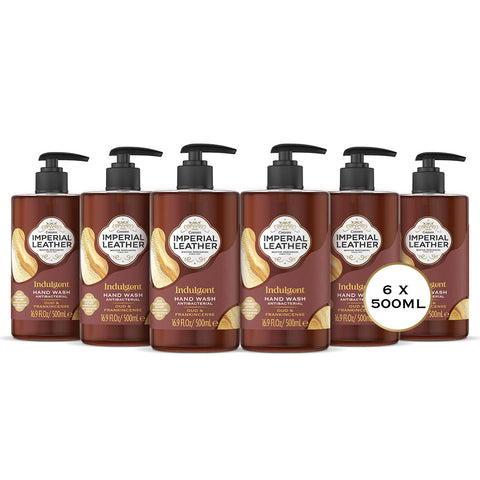 Imperial Leather Indulgent Hand Wash, Oud & Frankincense, Antibacterial, Signature Oil Blend, Gentle Skin Care, Bulk Buy, Pack of 6 x 500ml