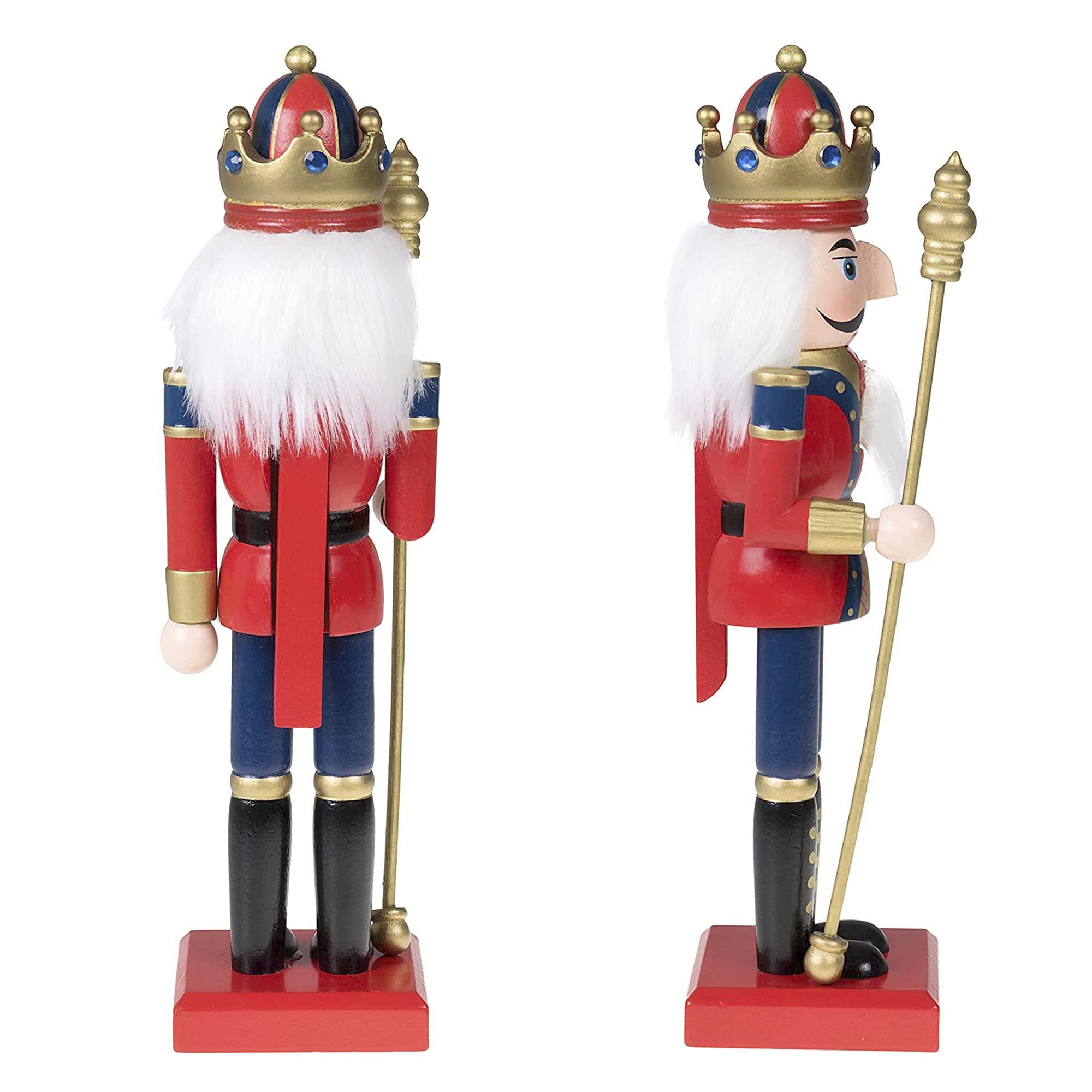 Traditional Wooden Nutcracker, Festive Holiday Tabletop Décor, Gold King