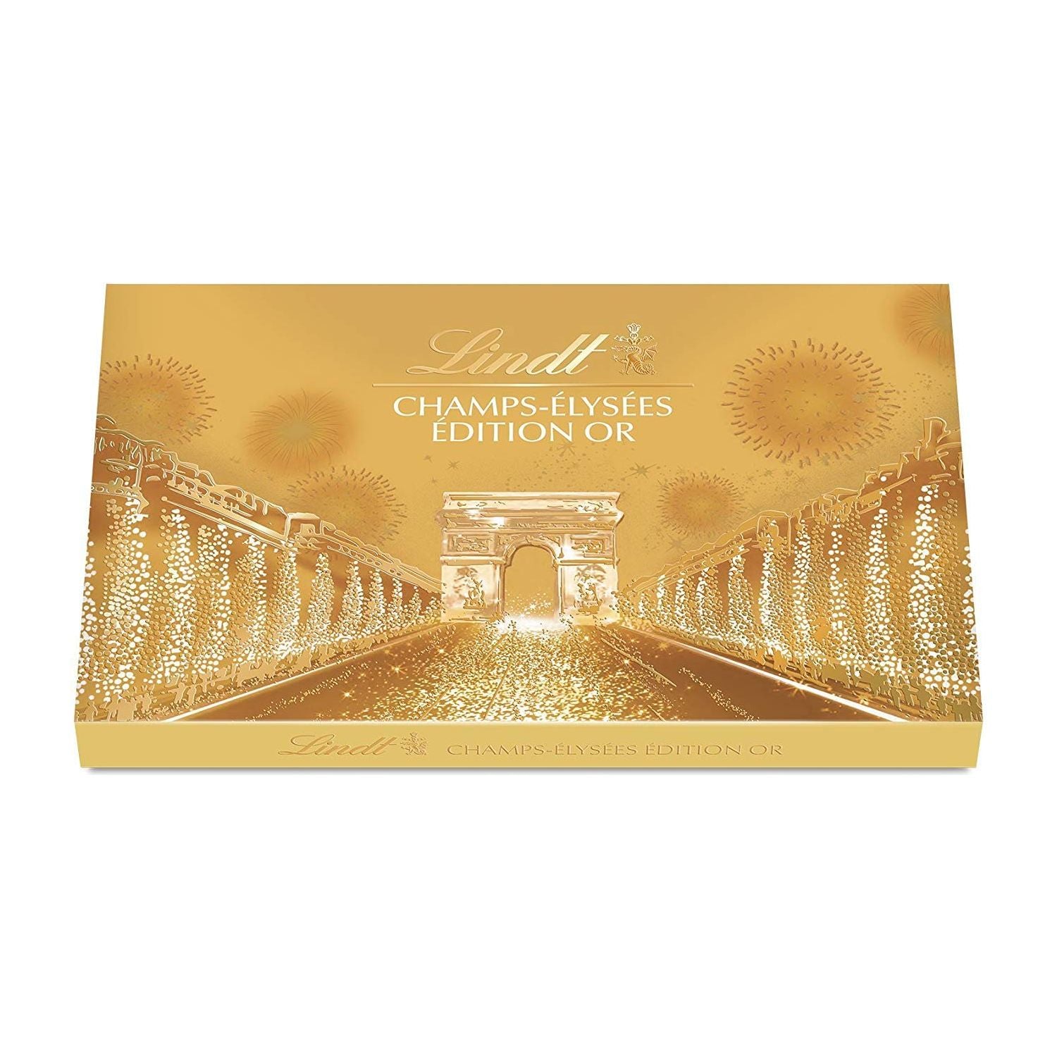 Lindt Champs Elysées Chocolate Box Gourmet Milk and Dark Chocolate Assortment 17 Chocolates 6.4oz Gold Box.
