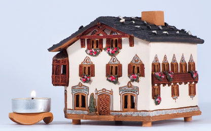 Midene Ceramic Art Tealight Candle Holder Room Decoration Handcrafted Collectible Miniature Light House House in Garmischpartenkirchen, Bavaria, Germany B265AR*