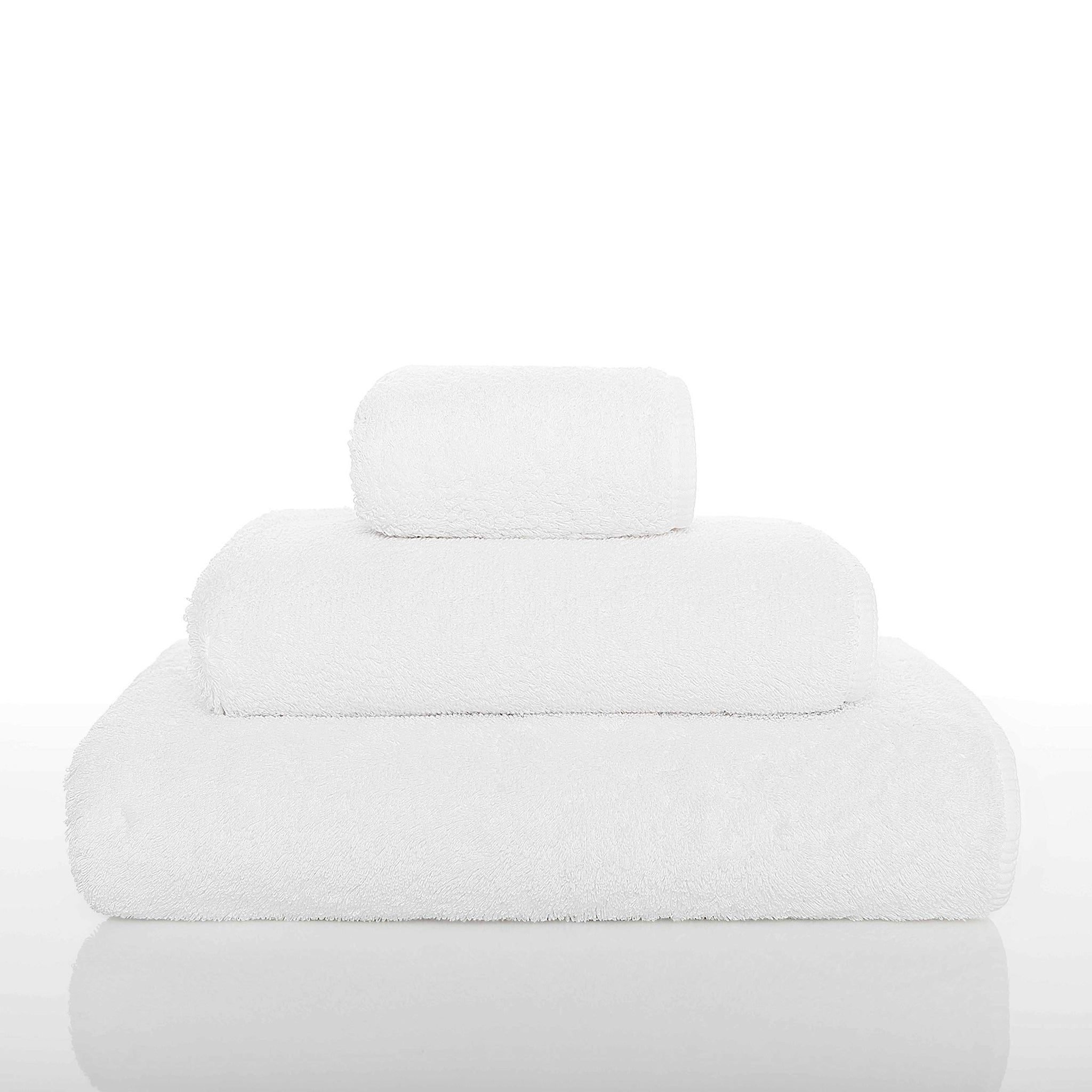 Graccioza Long Double Loop Towels Wash Cloth (12'' x 12", White), 100% Egyptian Cotton 700 GSM - Elegant, Soft Body and Face Towel Bath Linens Made in Portugal.
