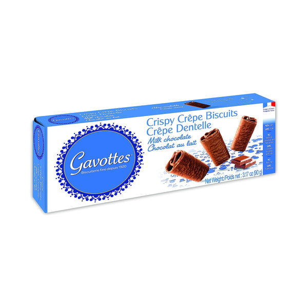 Gavottes French Milk-Chocolate-Covered Mini Crispy Crepes 2 Pack | Ready to eat Crispy Crepes | Gavottes Crispy Crepes From France | Mini Chocolate Covered Crispy Crepes (2 Packs of 18 | 2x3.17oz/90g).