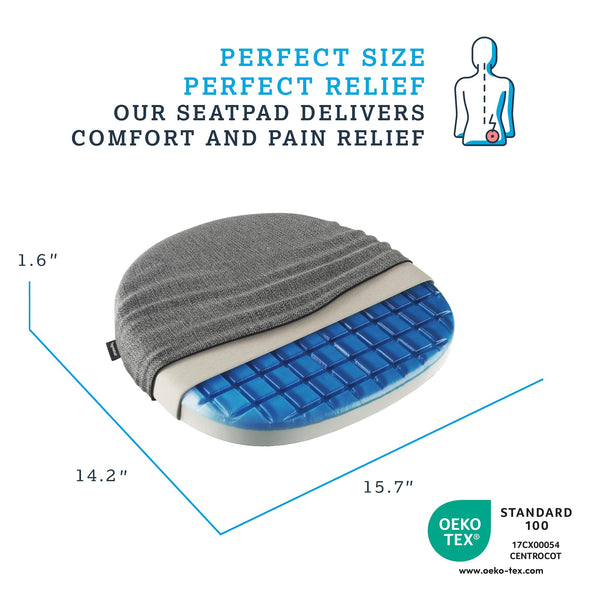 Technogel Cooling Seat Cushion I Gel Cushion for Office Chair, Car Seat, Airplane I Sciatica, Hip & Coccyx Pain Relief I for Long Sitting Office Workers & Car Drivers & Gaming.