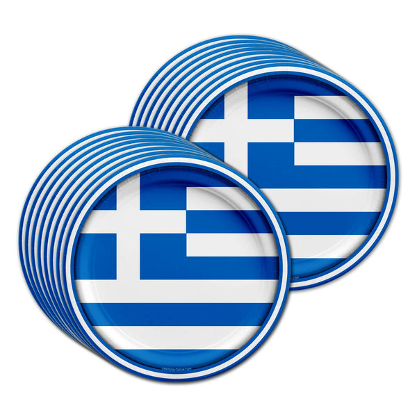 Greek Flag Greece Birthday Party Supplies Set Plates Napkins Cups Tableware Kit for 16.