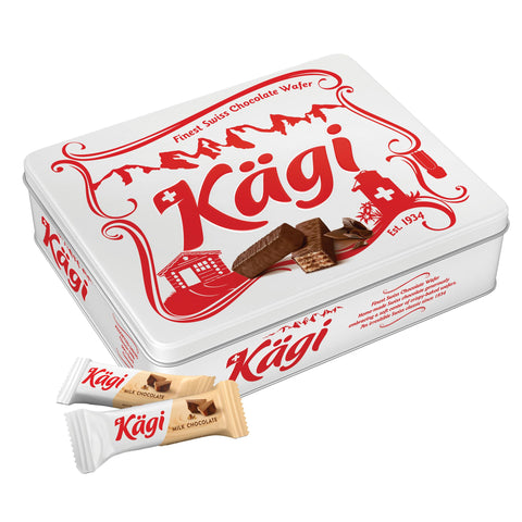 Swiss Milk Chocolate Covered Wafers by Kägi, Crispy Coated Sweet Snacks, Premium Individually Wrapped Treats, Wafer Gift Tin for Special Occasions, Classic Kägi, 400g Tin