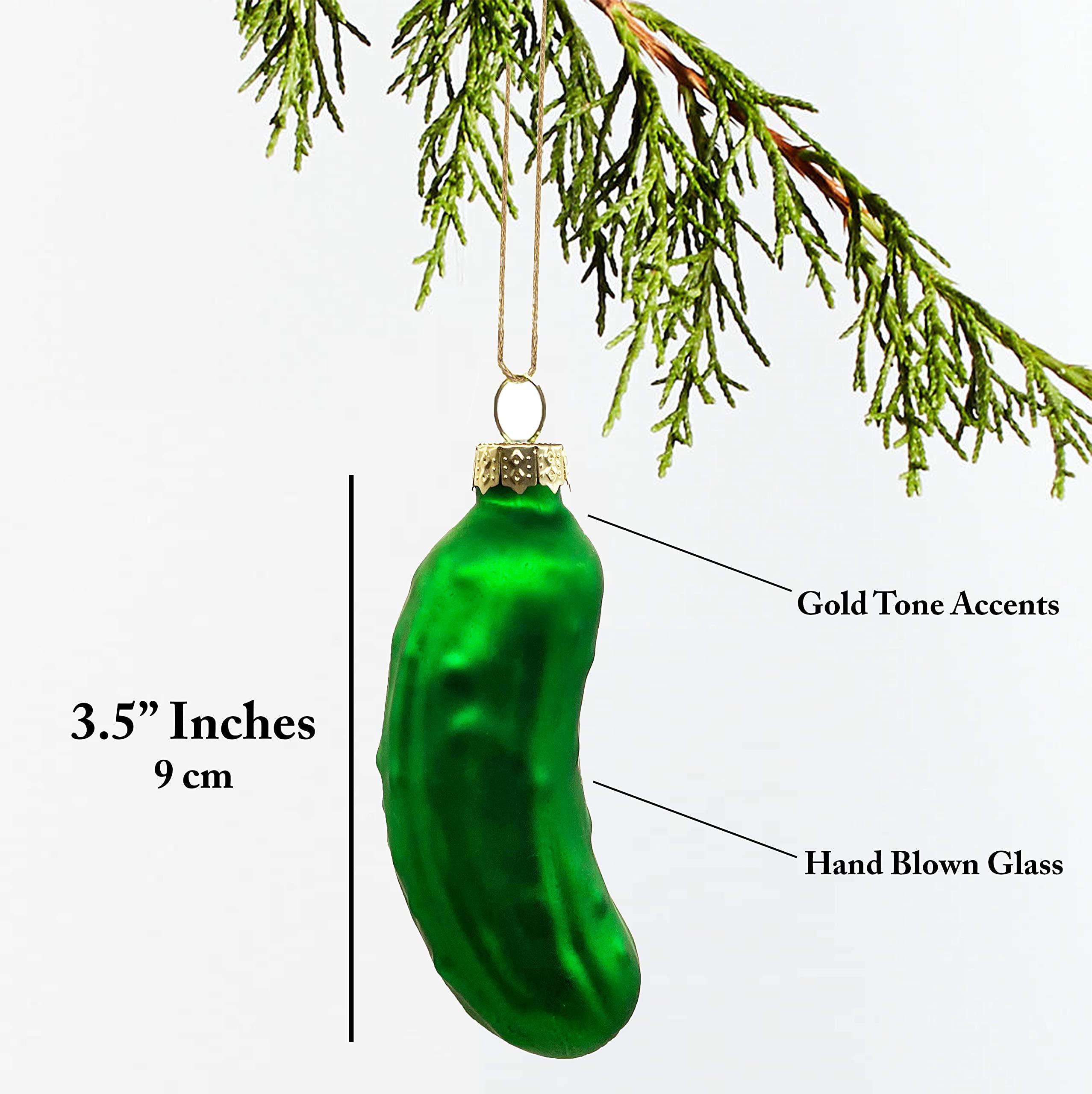 German Christmas Pickle Ornament Tradition Decor - Green Glass Tree Decoration - Gift Boxed with Story &amp; Legend