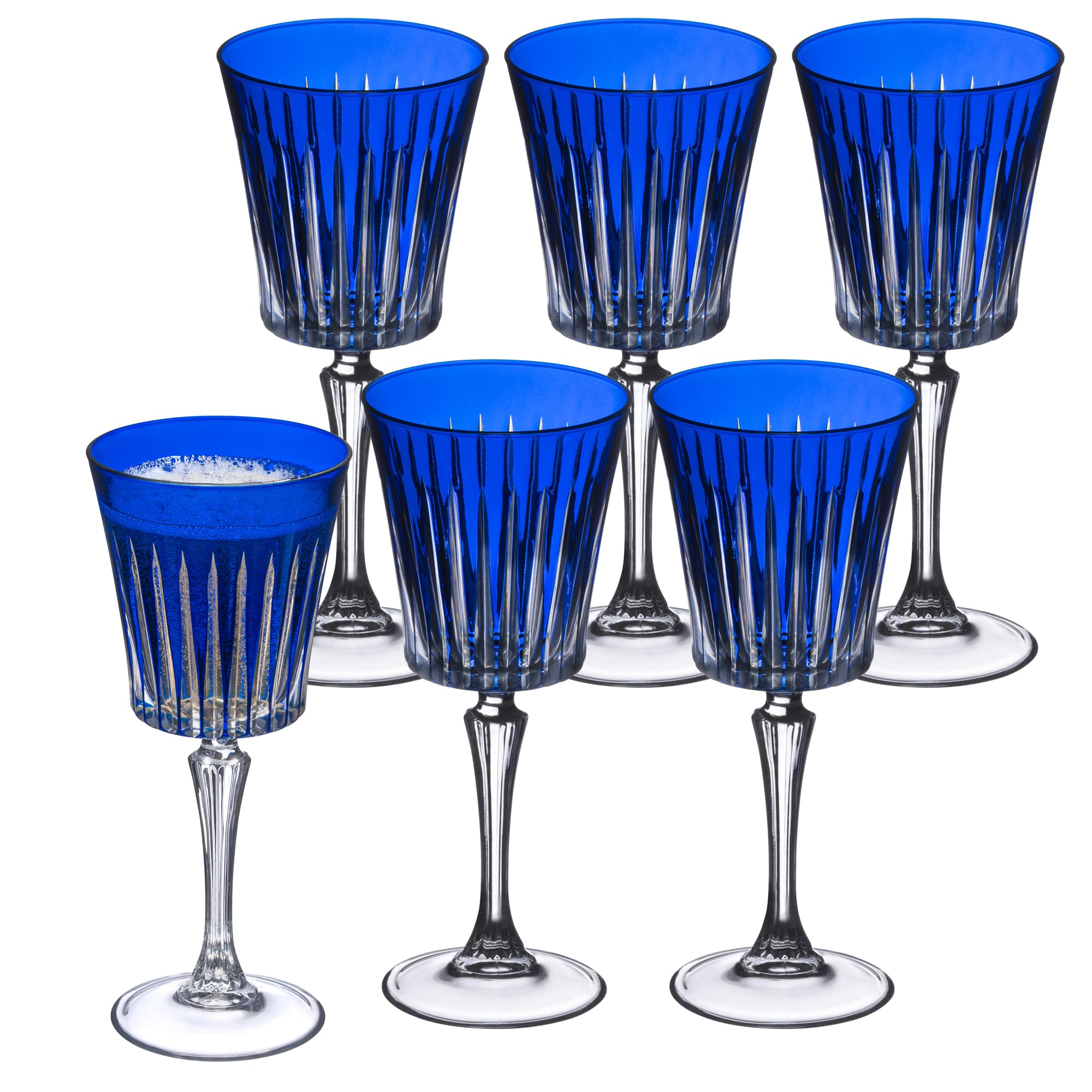 Barski European Colored Wine Glasses - Set of 6 Wine Goblets for Red Wine or White Wine - Elegant Colored Glassware Water Goblets - Gift Ready Colored Stemware, Colorful Glasses, 10 oz, Cobalt (Blue).