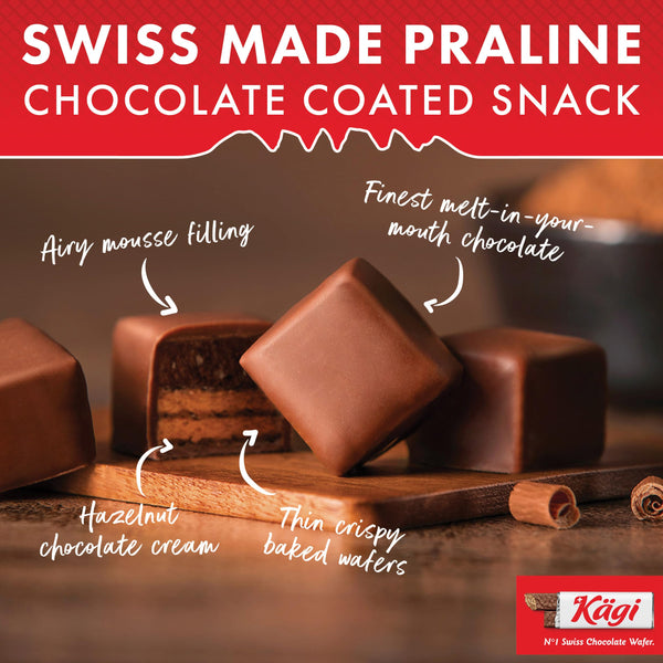 Swiss Milk Chocolate Praline Des Alpes by Kägi, Crispy Coated Sweet Snacks with Cream Filling, Premium Individually Wrapped Treats, 495g Box.