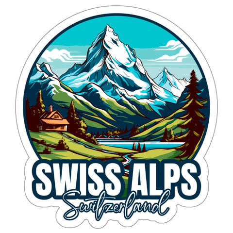 Swiss Alps Sticker Switzerland Adventure Hiking Decal Vinyl Small Waterproof Size 4".