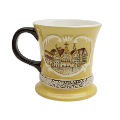 Embossed European Village Ceramic Coffee Mug Gluhwein | 12 oz