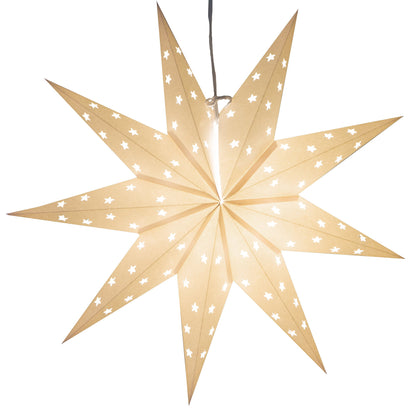 9 Pointed White Paper Star Lantern with 12 Foot Power Cord Included