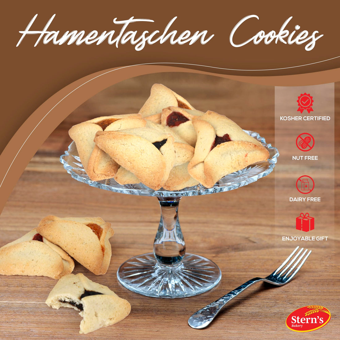 Shortbread Cookies | Hamentaschen Cookies Individually Wrapped [12 Count] Apricot, Prune, Raspberry | Purim Gift Basket | Mishloach Manot for Mom, Dad &amp; Friends | Kosher &amp; Nut Free-Stern’s Bakery