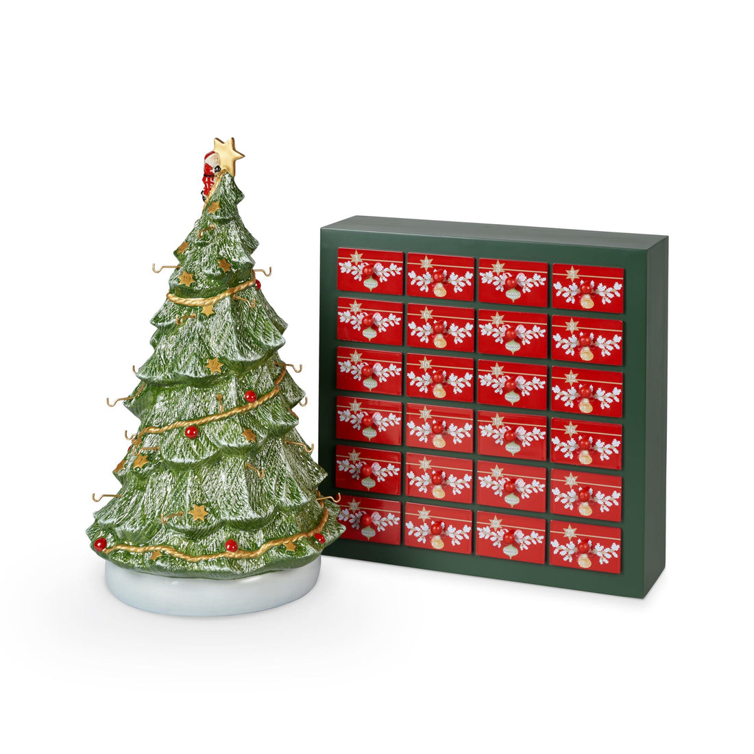 Villeroy &amp; Boch Christmas Memory Advent Calendar Set, Including Tree, 26 Pieces, 43cm, Red