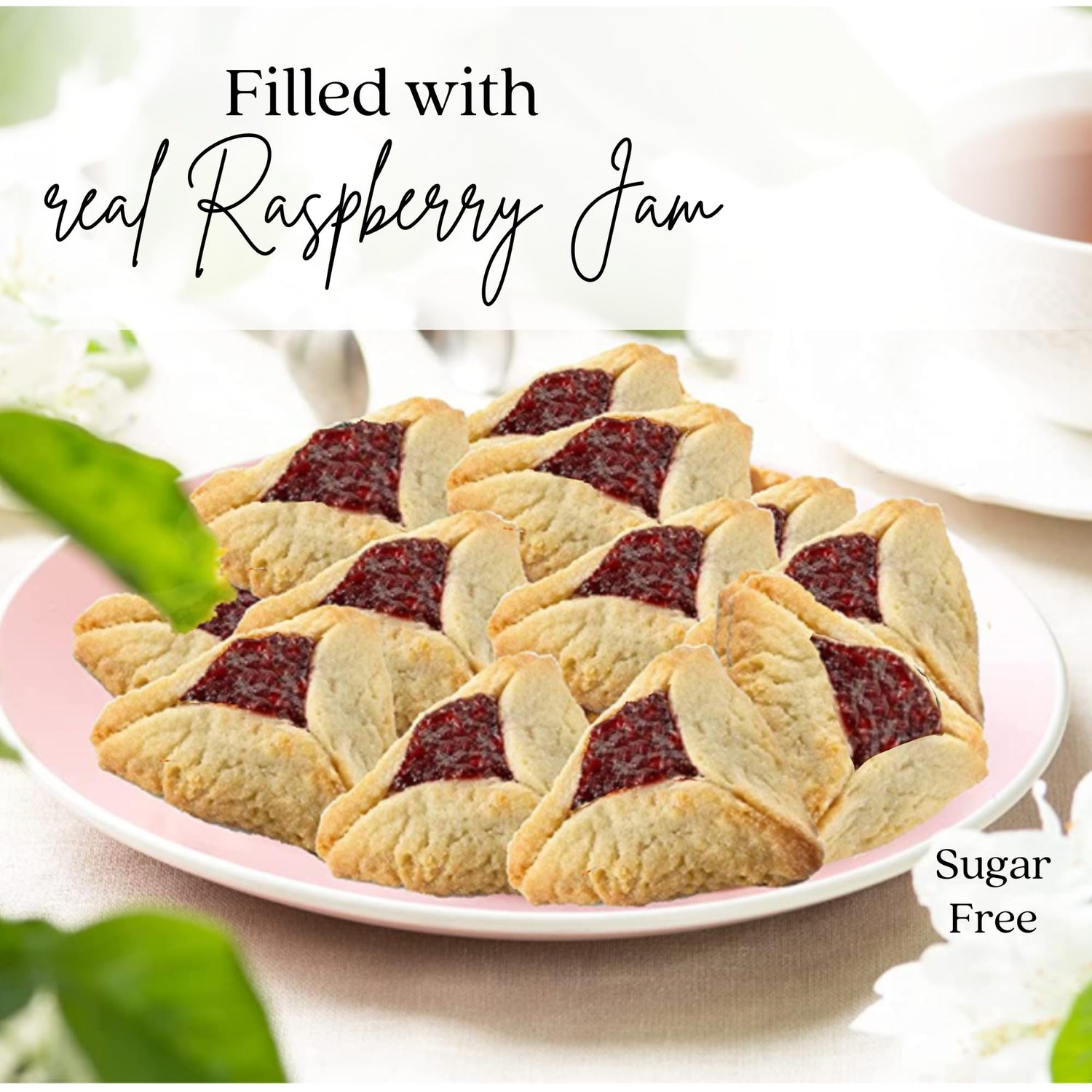 Sugar Free Strawberry Filled Hamentaschen Cookies | Diabetic Cookies for Adults | Low Cholesterol &amp; Low Sodium | Sugar Free Cookies and Snacks | 8 Gourmet Cookies Included | 7 oz Stern’s Bakery