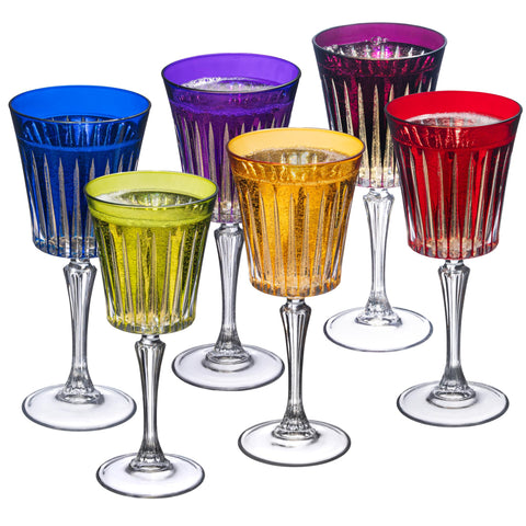Barski European Colored Wine Glasses - Set of 6 Wine Goblets for Red Wine or White Wine - Elegant Colored Glassware Water Goblets - Gift Ready Colored Stemware, Colorful Wine Glasses, 10 oz, Assorted.