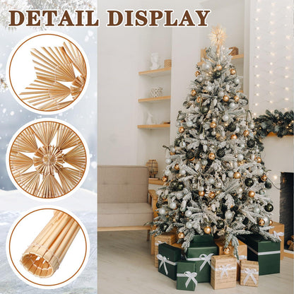 Christmas Straw Snowflake Tree Topper 10 x 12 Inch Straw Ornaments Swedish Style Nordic Tree Topper for Christmas Tree Office Home Indoor Desktop Adults Decoration(Brown,Classic)