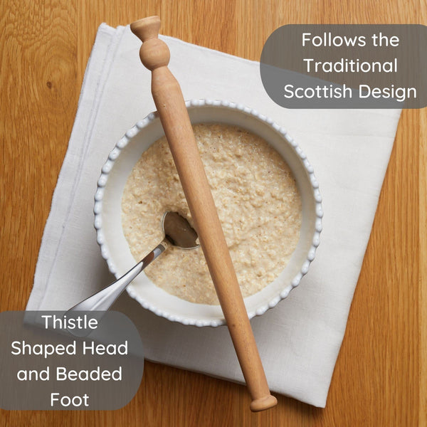 Muldale Wooden Porridge Spurtle - 11.5" Oatmeal Spoon Scottish Stick Stirrer - Spurtles Kitchen Tools - Traditional Scottish Wooden Stirrers - Natural Sustainable Beechwood.
