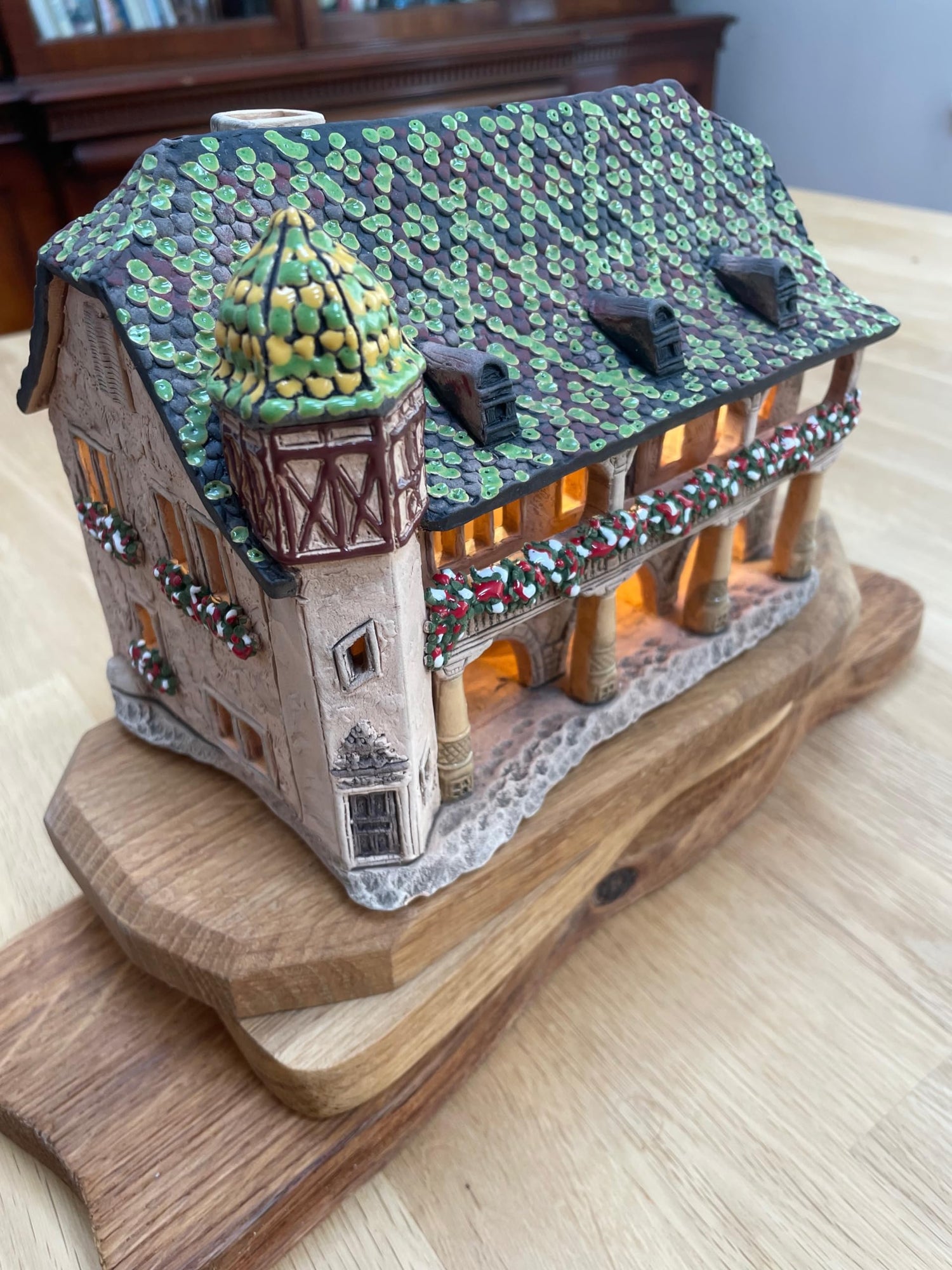 Midene Ceramic Houses Collection - Collectible Handmade Miniature of Historic House Zollhaus in Colmar, Alsace, France - Tea Light Candle Holder, Essential Oil Burner C373AR*