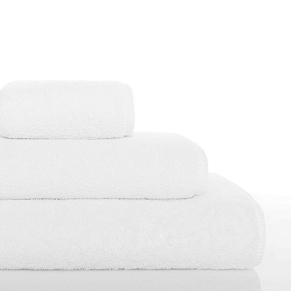 Graccioza Long Double Loop Towels Guest Towel (12'' x 20", White), 100% Egyptian Cotton 700 GSM - Elegant, Soft Body and Face Towel Bath Linens Made in Portugal.