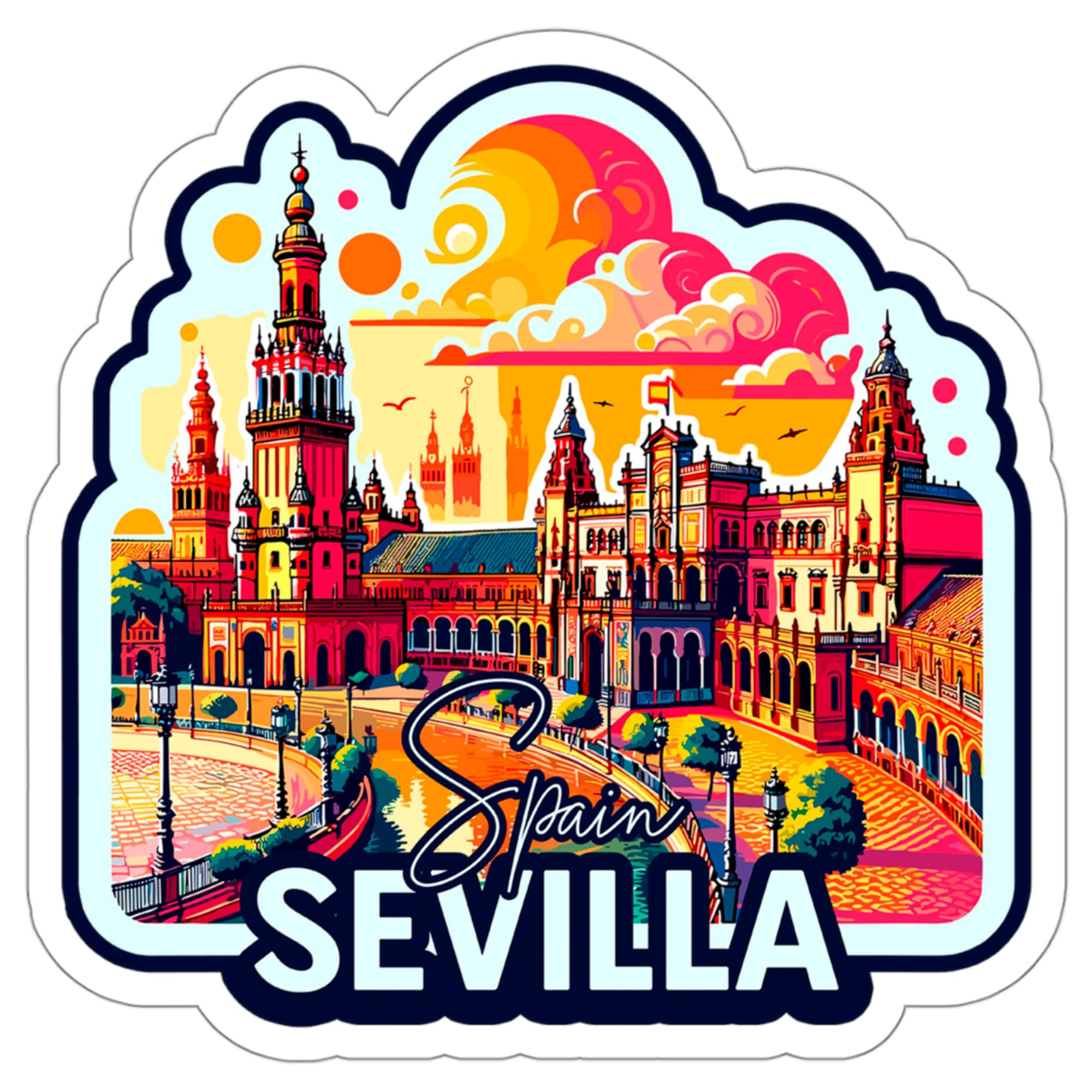 Sevilla Seville Sticker Spain Window Vintage Decal Vinyl Small Waterproof 4".