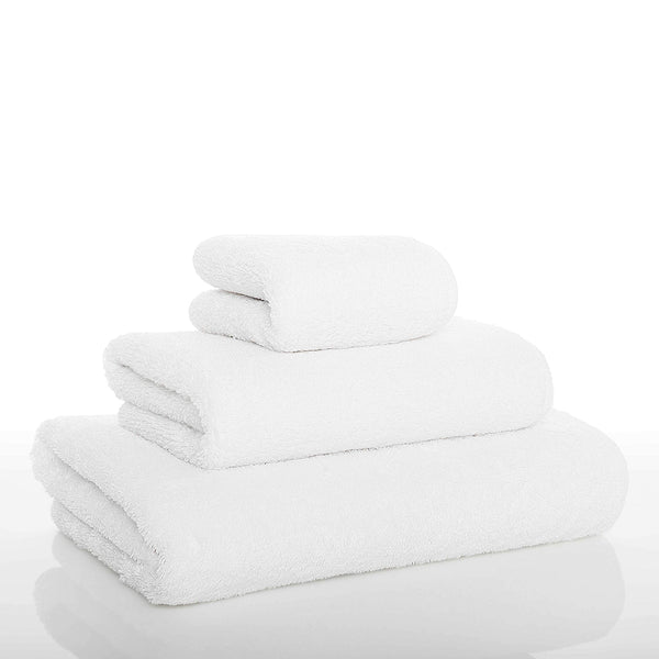 Graccioza Long Double Loop Towels Wash Cloth (12'' x 12", White), 100% Egyptian Cotton 700 GSM - Elegant, Soft Body and Face Towel Bath Linens Made in Portugal.