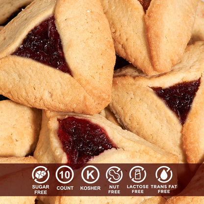 Sugar Free Strawberry Filled Hamentaschen Cookies | Diabetic Cookies for Adults | Low Cholesterol &amp; Low Sodium | Sugar Free Cookies and Snacks | 8 Gourmet Cookies Included | 7 oz Stern’s Bakery