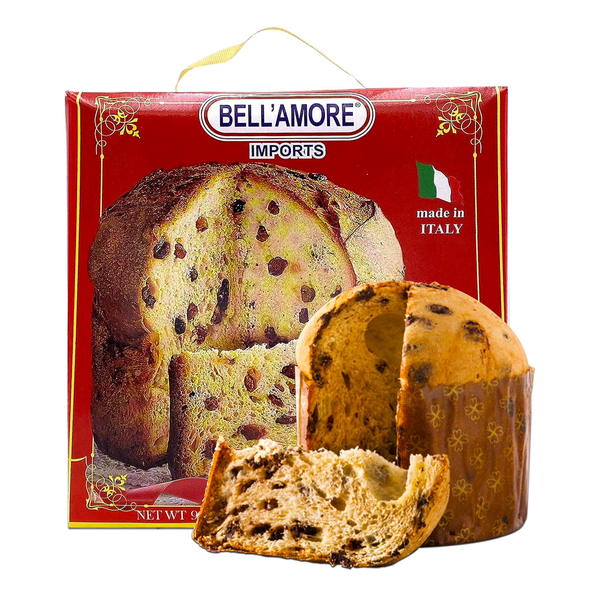 Traditional Italian Panettone Cake 2lbs | Imported from Italy | Italian Cake with Raisins and Dried Candied Orange Peels