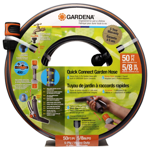 Gardena 39000 50-Foot 5/8-Inch Comfort Heavy Duty Garden Hose, Grey/Orange.