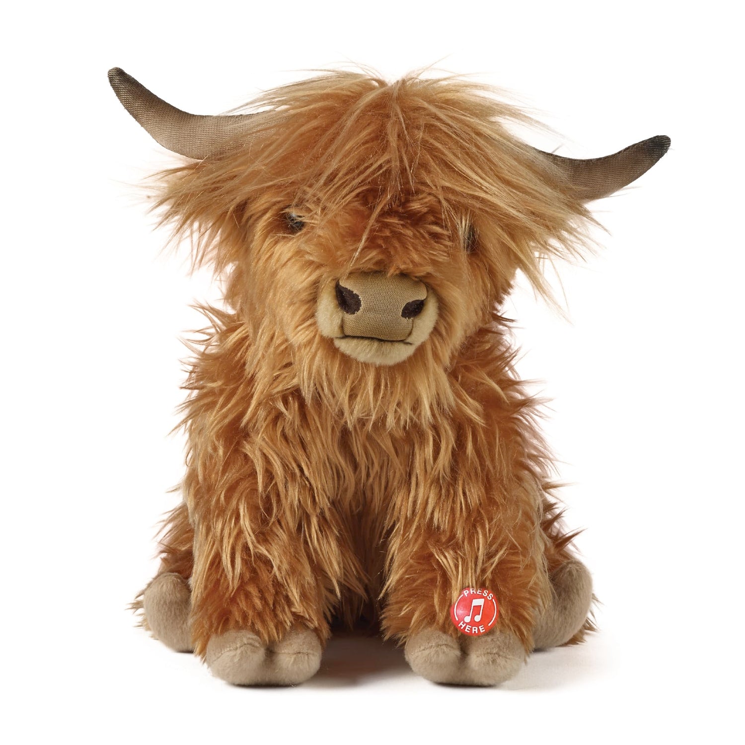 Living Nature Highland Cow Brown Stuffed Animal | Farm Toy with Sound | Soft Toy Gift for Kids | Naturli Eco-Friendly Plush | 9 Inches