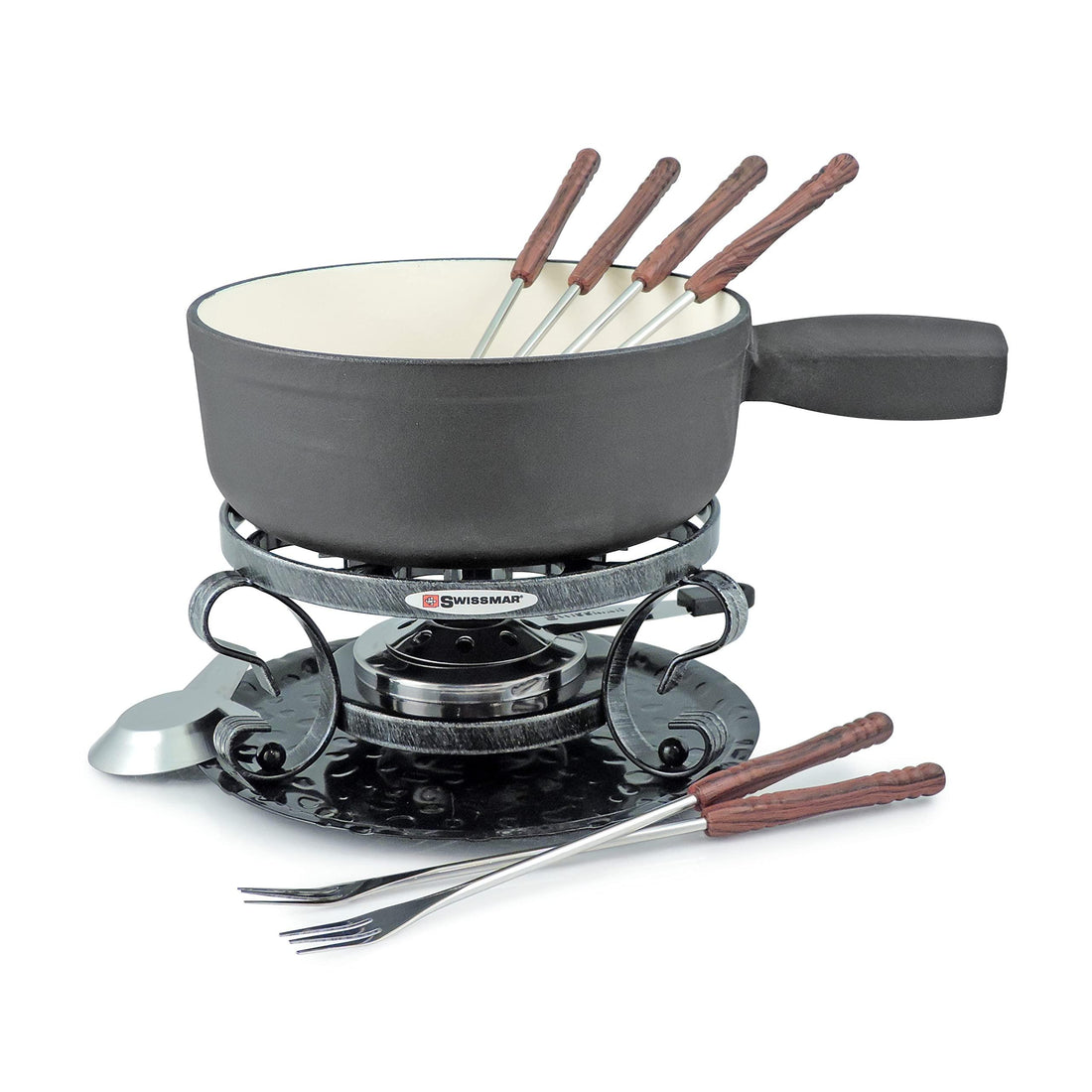 Swissmar Lugano Cheese Fondue, 9-Piece, Black