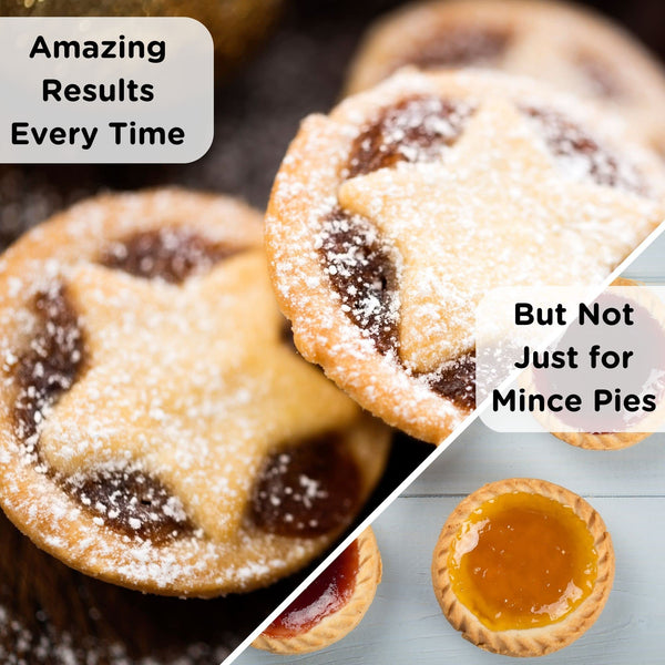 Mince Pie 12 Cup Tin – Carbon Steel Mincemeat Baking Tray - Non Stick Easy Shallow Muffin Pan for Patty Cakes and Tarts - 10 Year Guarantee.