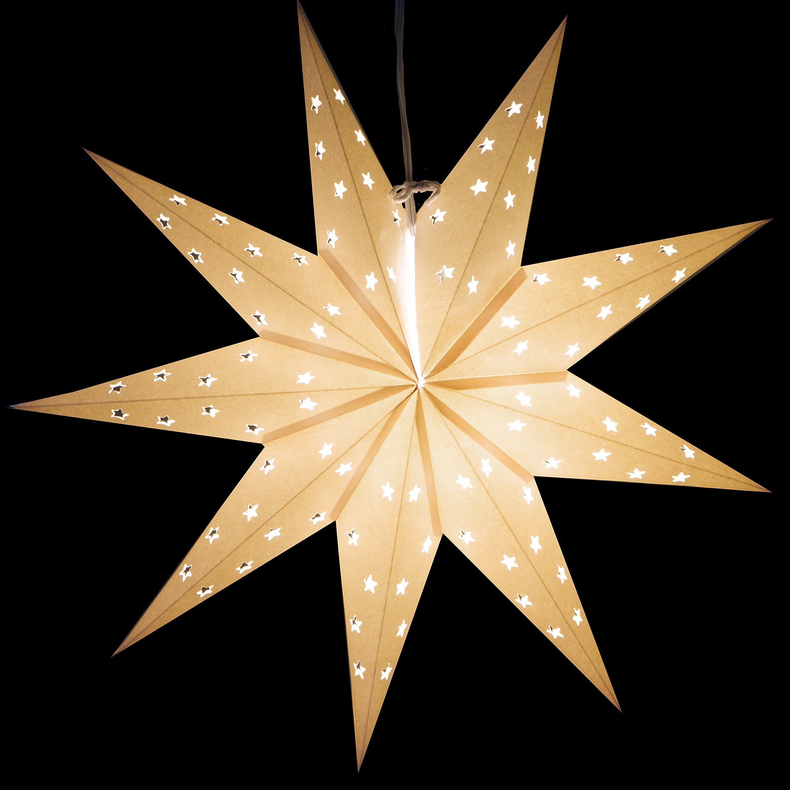 9 Pointed White Paper Star Lantern with 12 Foot Power Cord Included