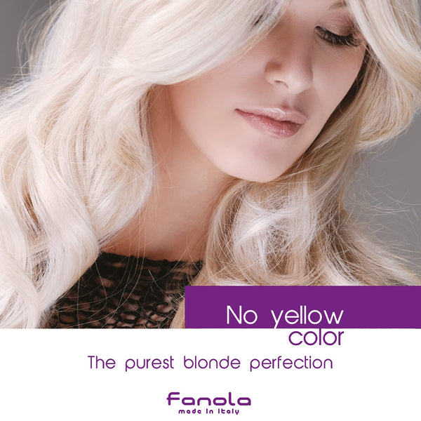 Fanola No Yellow Mask 33.8 oz - Anti Brass Color Depositing Purple Mask - Hair Toner for Blonde, Silver, Gray, and Highlighted Hair - Toning Mask to Remove Yellow Tones & Brassiness from Bleached Hair