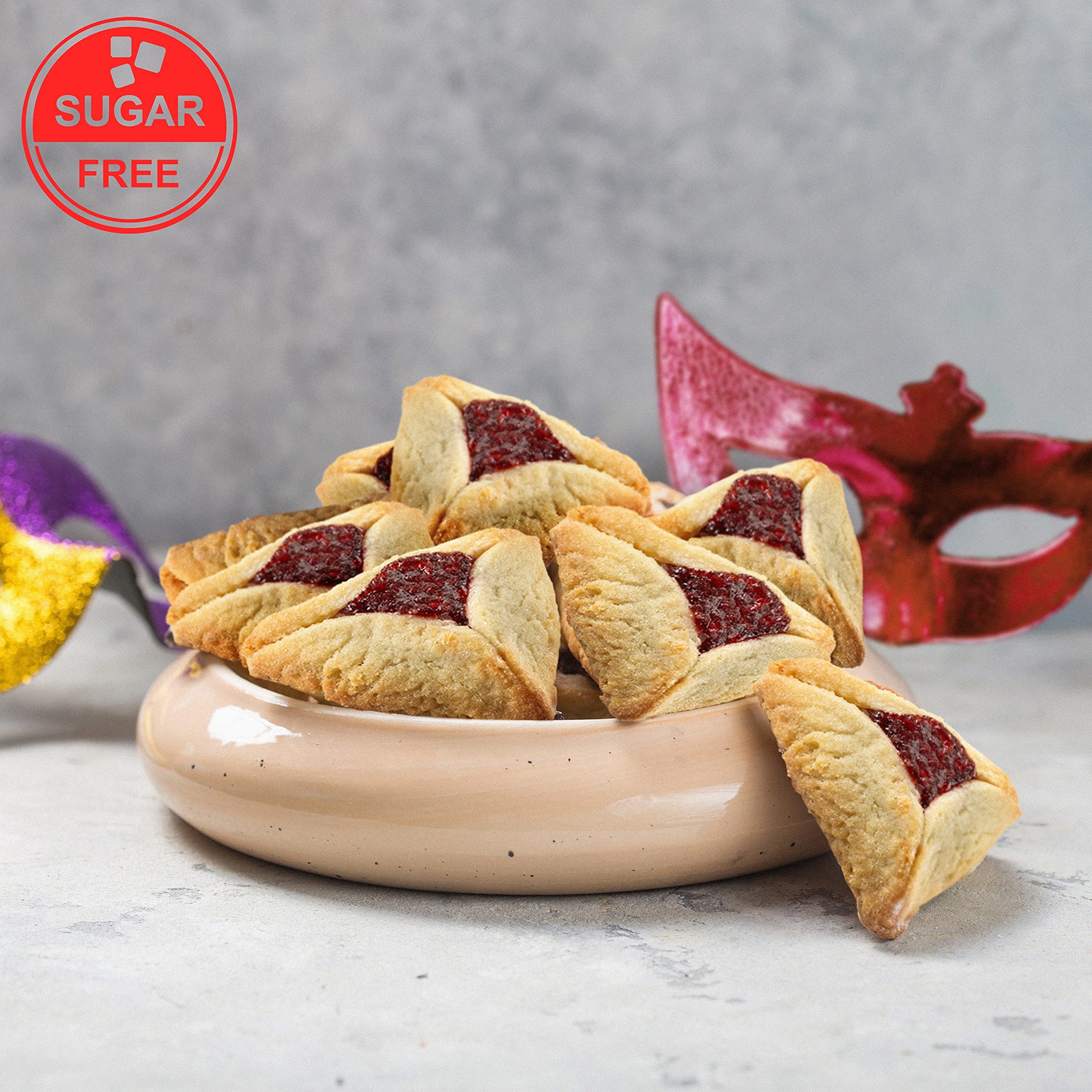 Sugar Free Strawberry Filled Hamentaschen Cookies | Diabetic Cookies for Adults | Low Cholesterol &amp; Low Sodium | Sugar Free Cookies and Snacks | 8 Gourmet Cookies Included | 7 oz Stern’s Bakery