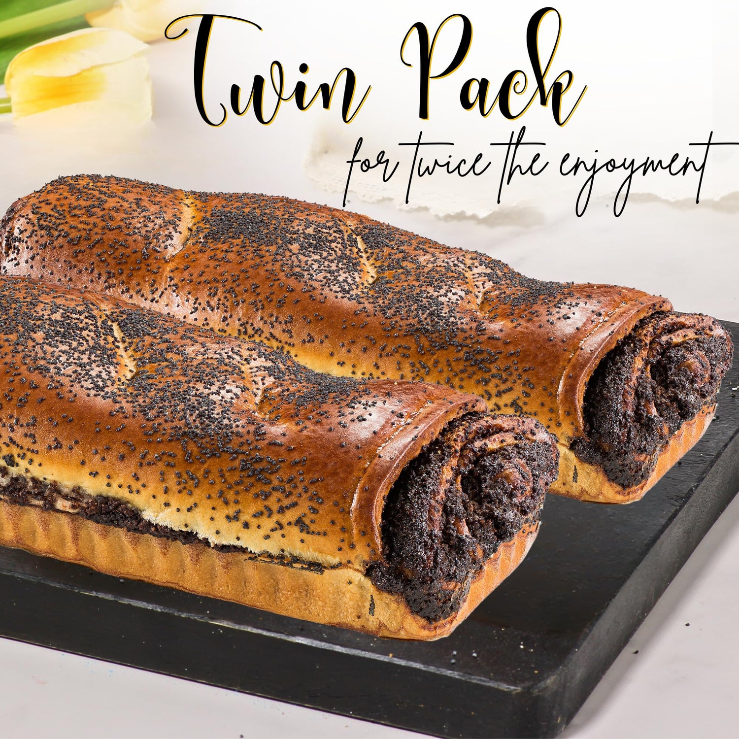 Poppy Seed Cake | Traditional Hungarian Food | Scrumptious &amp; Delicious | Yeast Cake with Poppy Seed Filling | 16 oz Per Poppyseed Cake (2 Pack)