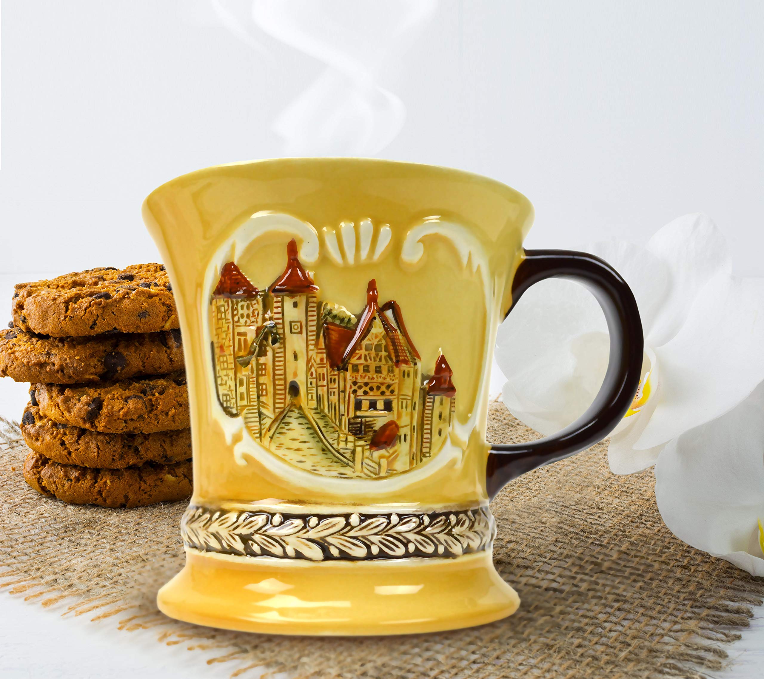 Embossed European Village Ceramic Coffee Mug Gluhwein | 12 oz