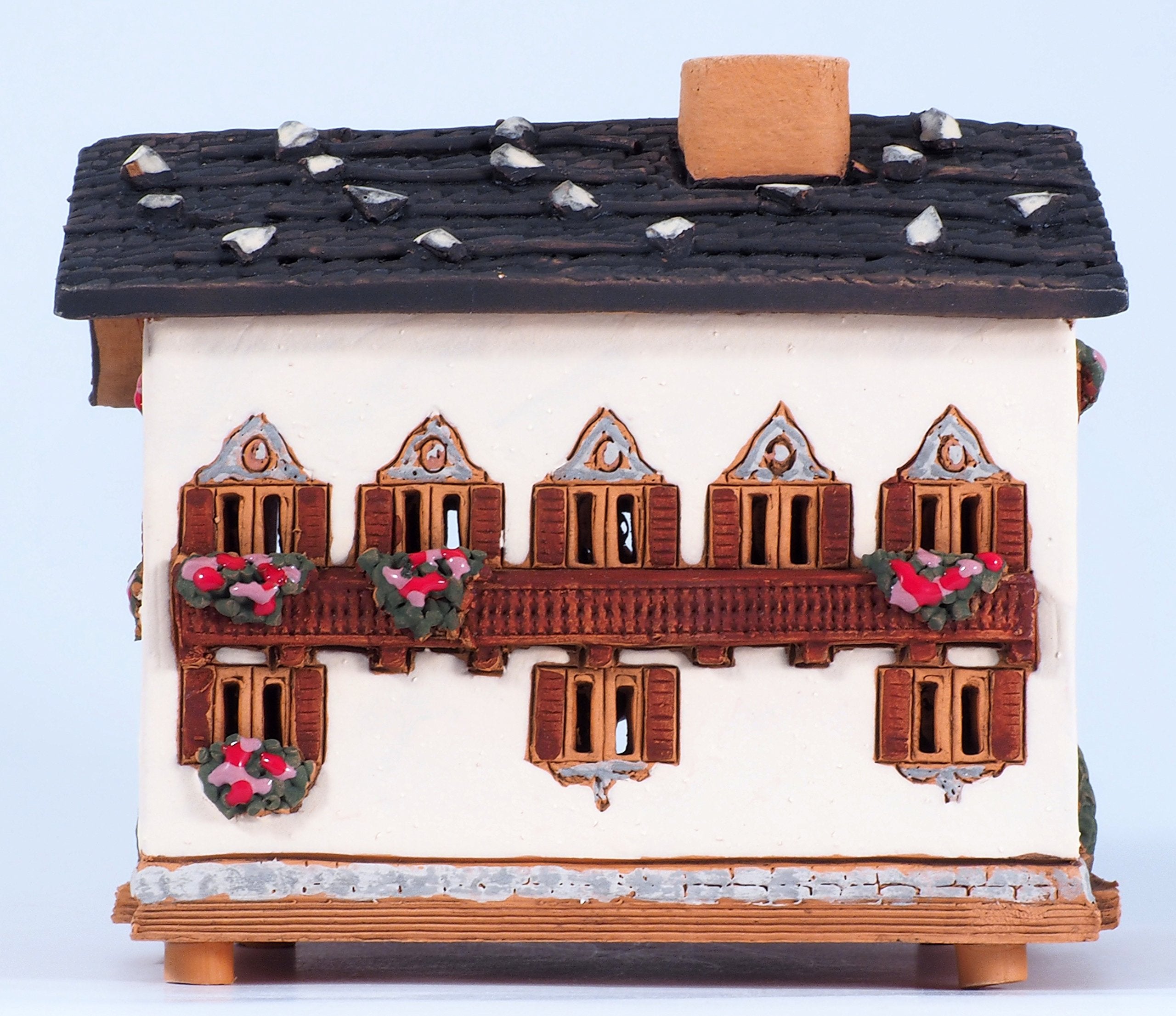 Midene Ceramic Art Tealight Candle Holder Room Decoration Handcrafted Collectible Miniature Light House House in Garmischpartenkirchen, Bavaria, Germany B265AR*