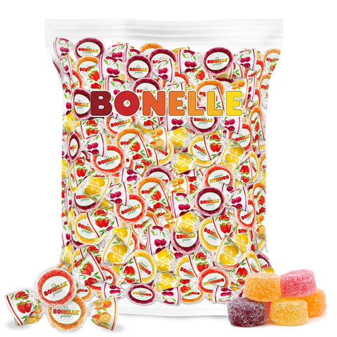 Fida Bonelle Italian Assorted Fruit Jelly Candy, Individually Wrapped, Vegan, 1 Pound Bag