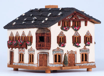 Midene Ceramic Art Tealight Candle Holder Room Decoration Handcrafted Collectible Miniature Light House House in Garmischpartenkirchen, Bavaria, Germany B265AR*