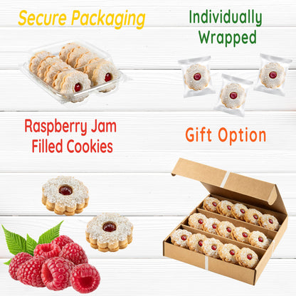 Linzer Tart Cookies | 10 Individually Wrapped Shortbread Cookies | Fresh &amp; Delicious Italian Cookies | Linzer Tortes | Jelly Filled Cookies | Gourmet Cookies | 9 oz Stern’s Bakery