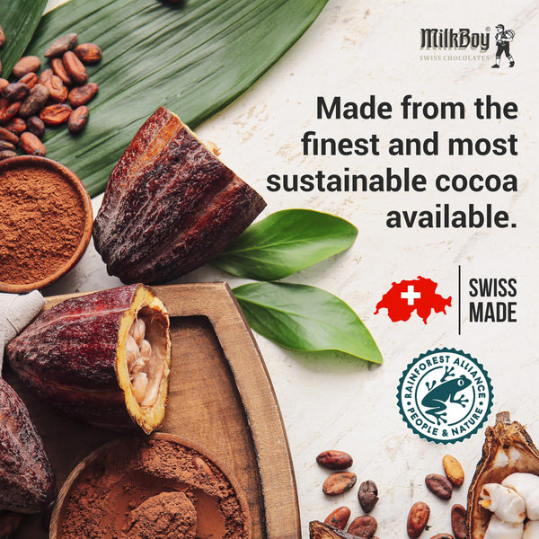 Milkboy Swiss Crispy Mint Dark Chocolates - All Natural 72% Cocoa Bars - Made in Switzerland - Dairy Free - Vegan - Gluten Free - Non-GMO - Kosher - 3.5 oz - 5 Pack.